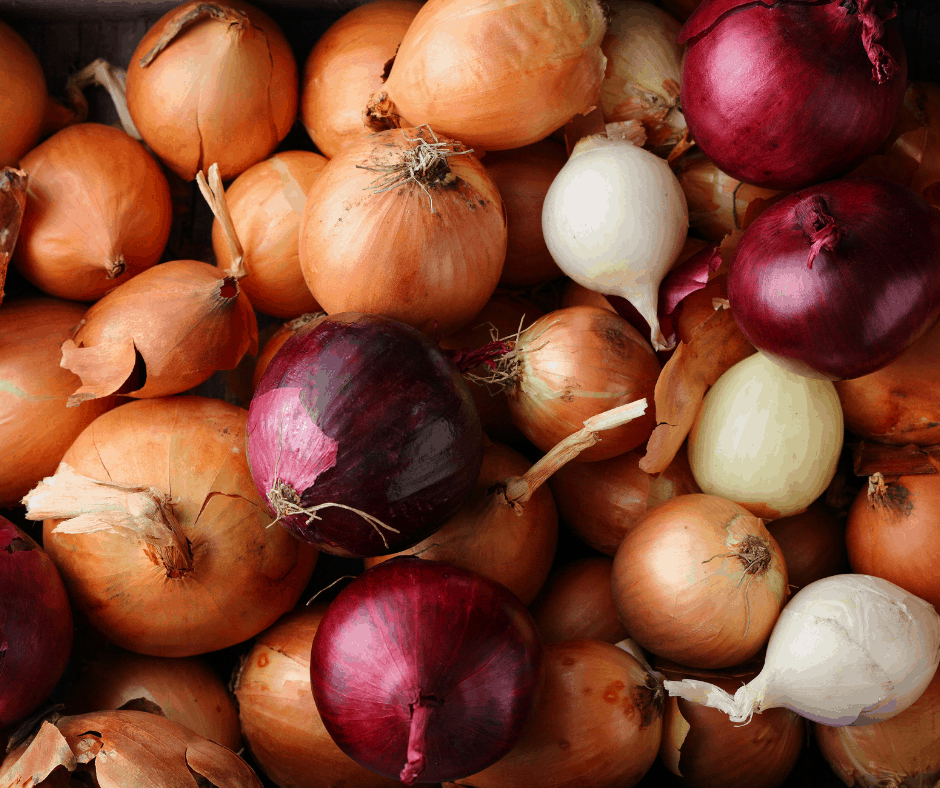 Red yellow and white onions