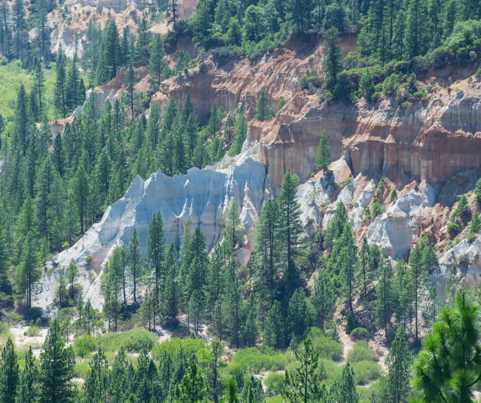 Malakoff Diggins cliffs exposed from hydraulic mining